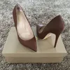 8/10/12cm Altezza tacco Scarpe da donna Colore marrone Donna Tacchi alti Moda Pompe Office Lady Punta a punta