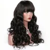 HD Lace Front Human Hair Peruki z grzywką dla kobiet Black Body Wave Full Corows Wig Pre zepsuty Brazylijski Remy