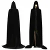 Yetişkin Halloween Kadife Cloak Cape Kapşonlu Ortaçağ Kostüm Cadı Wicca Vampir UK