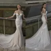 Eleganti abiti da sposa sexy a sirena color champagne con spalle scoperte Abiti da sposa in pizzo con scollo a barchetta e illusione con disossamento taglie forti