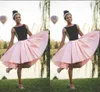 Beatu Cheap Graduation Dresses Juniors 2019 Black Pink Draped Satin A-line Short Prom Dress Homecoming Party Cocktail Dress 8th Grade