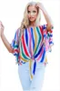 Women's T-Shirt 6 Colors Women Tube Top Off-Shoulder Striped Shirt Fashion Loose Short Sleeves Summer Clothing S-XXL