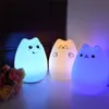 Topoch LED Night Light USB Rechargeable Silicone Cute Cat Carton Nursery Lights with Warm White and 7-Color Breathing Modes for Kids Baby Children