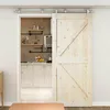 58ft Brushed Stainless Steel Top Ceiling Mount Wood Sliding Barn Door Hardware Rolling Track Set Kit4425197