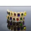 18K Gold Plated Iced Out CZ Color Diamond Vampire Top and Bottom Grillz for Your Teeth