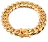 Pulseiras de Aço Inoxidável 316L Banhado a Ouro 18K Alto Polido Miami Cuba Elo Masculino Punk Curb Corrente Pulseira 8mm 10mm 12mm 14mm 16mm 18mm