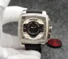 Relógios masculinos de luxo relógios 44mm aço inoxidável dial pulseira de borracha cronógrafo vida empresarial à prova dwaterproof água quartzo relógio de pulso-Silv229r