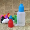 Tampas coloridas à prova de crianças 30 ml vazias e garrafas plásticas líquidas PE com pontas de agulha 1 oz garrafa de óleo