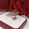 Anillo para hombre, anillos de fiesta de moda clásicos de oro, marca de lujo para mujer, joyería negra, pantera leopardo rosa, perforación completa Weddin3235