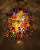الإبداعية الملونة مورانو كبير مصابيح الثريا الصمام المصابيح نمط اليد في مهب الزجاج الفن قلادة ضوء الإضاءة