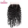 Wefts Sale Top Lace Closure Curly Hair Free Middle 3 Part 4x4ヘアピースバージンヘアクロージャーエクステンション扱い