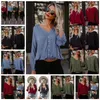 European hot solid color head V-neck bat sleeves single-breasted casual shirt Black green wine red blue support mixed batch