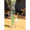 Reanice Recycler Bongs en verre narguilé grande chicha d'eau 19mm bol collecteur de cendres vert nid d'abeille tuyaux droits faits à la main