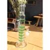 Reanice Recycler Glass Bongs Hookah Large Water Shisha 19mm Ash Catcher Bowl Green Honeycomb Straight Handmade Pipes