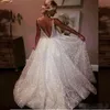 Abiti da sposa da spiaggia con paillettes scintillanti Scollo a V profondo Backless 2019 Abito da sposa Boho su misura economico Plus Size vestido de novia