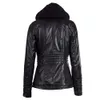 Leather Jacket Women Slim Coat Faux Leather Jacket Gothic Motorbike PU Coats Outerwear Hooded Zipper Lady Coat XS-7XL