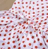 Tuta da ragazza Estate maniche a balze con bottoni pagliaccetti con allacciatura Retro Dots Stampato Pagliaccetto casual Tuta moda per bambini Abbigliamento per bambini CLSYP746