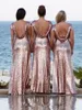 Sparkly Rose Gold Lantejoulas Vestidos de dama de honra 2019 estilo misto feito sob encomenda bainha vestido de dama de honra vestidos de festa de casamento convidado 318q