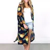 Женщины Цветочные Suntan Кардиган Coat Лето Повседневный ананаса Бич Смок Printed Long Cape Bikini Cover-Ups Сыпучие Кимоно Пляжная LJJ-AA2450