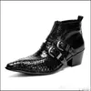 Größe Mode Toe Plus spitzer Alligator Man handgefertigt Cowboy männlich paty Prom Schuhe echte Leder High Heels Männer Knöchel a