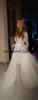 Blake lebhafte langärmlige Meerjungfrau Brautkleider mit abnehmbarer Zug 2019 Berta 3D Blumenspitze Tüll Fairy Garten Burg Hochzeitskleid