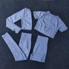 4st Yoga Set Sports Wear for Women Gym Clothing Sports Fitness långärmad skörd topp hög midja leggings kostymer13561603
