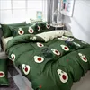 Snygga gröna avokado sängkläder set ark och säng täcker pillowcases sängkläder