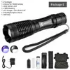 LED Flashlight Violet + white light Ultraviolet flashlight 5 lighting modes Support zoom Used to illuminate and detect pet urine