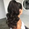 140g человеческих волос Объемной волна Ponytails Hairpieces Для Афроамериканца Женщины Волнистого хвостика кулиска Клип в конском хвосте 4 цвета