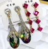 Silver Fringe Earrings Big Tassel Long Crystal Dangle Hoop Drop Mix Different Earrings quilling Austrian Crystal Wedding Jewelry Women Gift