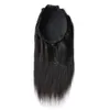 Longue ligne droite enroulée autour des extensions de queue de cheval Clip de cheveux humains dans les extensions de cheveux de queue de cheval postiche pour les femmes 120g (2 # brun foncé)