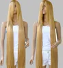 PERUCA Long Rapunzel Tangled Luz Dourada Loira Em Linha Reta Peruca de Cabelo Cosplay 150 cm