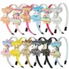 Cute Colorful Glitter Unicorn Bow Headband Girl Rainbow Horse Hair Sticks Kid Party Accessories Mixed Colors