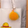 100% äkta äkta kanin rex päls orange nyckelring pompom boll väska charm hängande gåva