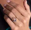 3PCSSet Rose Gold Plated Colorful Rhinestones Crystal Overlay Band Ring For Women Girls Fashion Jewelry Present US Size 6109413519
