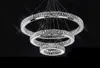 Modern LED-ljuskronor Långkristaller Diamantring LED-lampa Rostfritt stål Hängande ljusarmaturer Cristal LED LUSTER CHANDELIER LLFA