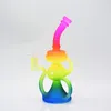 Frosted rasta recycler bong 9 inch glass water pipe heady glass dab rig new oil rig with smoking accessories