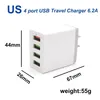 Chargeur rapide 3.0 chargeur rapide 4 Ports chargeur de voyage 6.2A chargeur USB pour Samsung Galaxy S8 Xiaomi 5 pour adaptateur iPhone prise ue/US