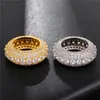 Europa und Amerika Hotsale Frauen Männer Hip Hop Gold Farbe Iced Out Kubikzircon Schmuck Ringe