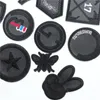 120pcs Patches For Clothes Iron On Black PU Leather Appliques Badge Military Embroidery279y