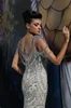 Square Neckline Sequins Blue Crystal Beading Red Carpet Dress Mermaid Long Evening Dress Sexy Gorgeous Sparkling Rhinestones Evening Gowns