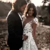 Sexy Bohemian Wedding Dress 2020 Short Sleeves Deep V Neck 3d Floral Appliques Bridal Gowns Backless Vestido De Noiva Lorie