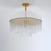 Modern LED Chandelier Lighting Luxury Living Room Glass Rod Hanging Light Round Luxury Home Decoration Crystal Lamps