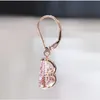 14K Rose Gold Pink Diamond Earring for Women Fashion Pink Topaz Gemstone Bizuteria 14K Gold Garnet Drop Earring Orecchini Girls CJ191223