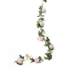 Dekorative Blumen Kränze Künstliche lebensechte Seide Gefälschte Blume Rose Rebe Rattan Cane Garland Wandbehang Pflanze Für Hochzeit Hausgarten D
