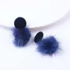 Wholesale-hair Ball Ear Stud Women韓国風の素敵なイヤリング秋と冬3色赤青黒送料無料