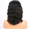 Brazylijski Body Wave Lace Frontal Wig Remy Wstępnie oskubane Kręcone Zamknięcia Przednia Peruki Ludzkie Włosy Mokry i Falisty Krótki Bob 130% Diva1