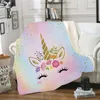 Unicorn Sherpa Koc 150 * 130 cm Butterfly Cortoon 3D Digital Drukowane Dzieci Zimowe Pluszowe Szal Kanapa Sofa Rzuć Polece Wrap Ljja3029