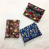 Floral Coin Bag Mini Linen Cloth Wallet Coins Bag Double Zipper Pouch Floral Coin Purse Key Card Holder Bag