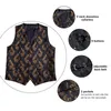 2020 New Fashion Men's Suit Vest Gold Paisley Black Silk Waistcoat Sleeveless Formal Business Jacket Dress Vests For Men DiBanGu